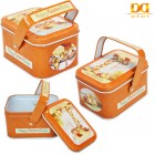 Orange Lunch Box,Picnic Tin Box With Handle