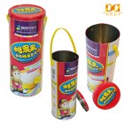 Cylindrical Biscuit Metal Tin Can With Handle